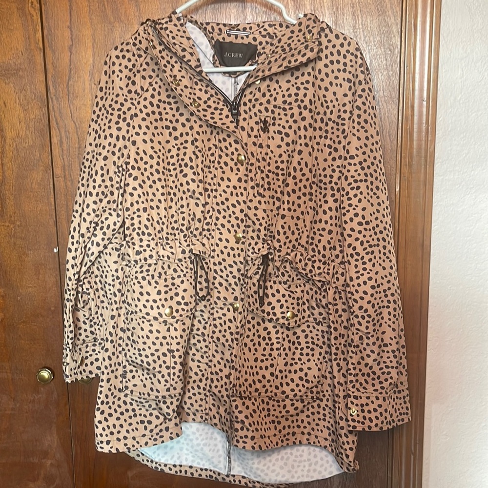 Jcrew Perfect rain jacket in leopard dot